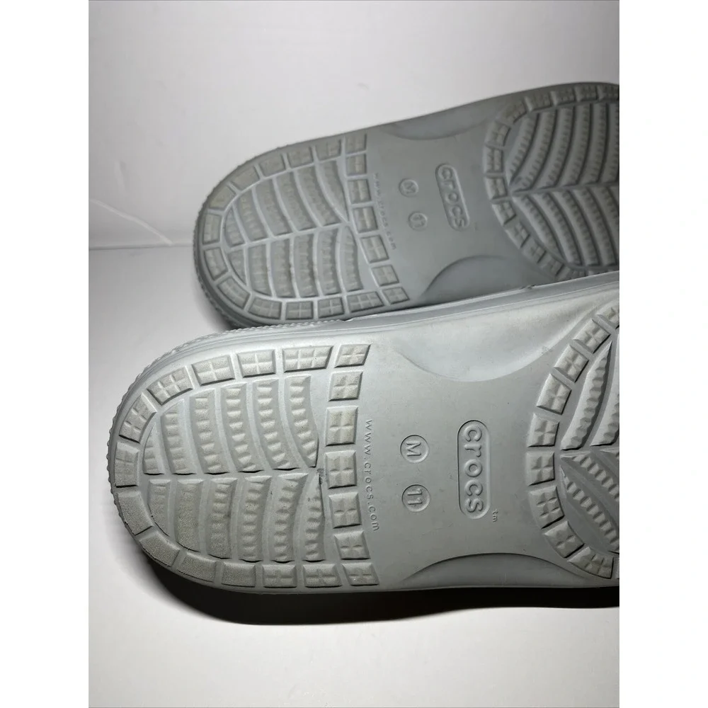 Crocs Light Grey ICONICS Two Strap Slides Sandal US Men 11